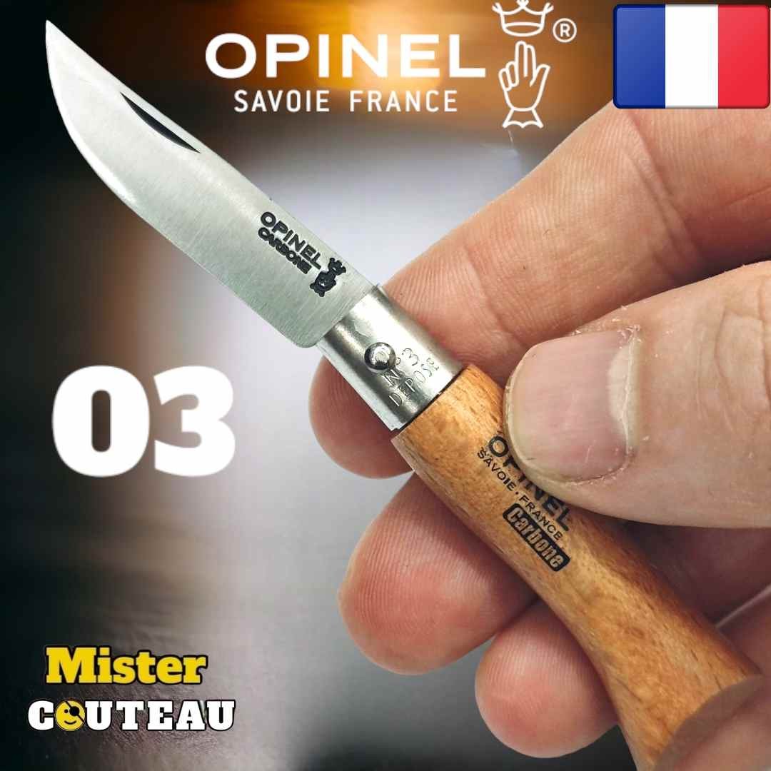 Couteau OPINEL 03 manche hetre lame carbone / 10cm
