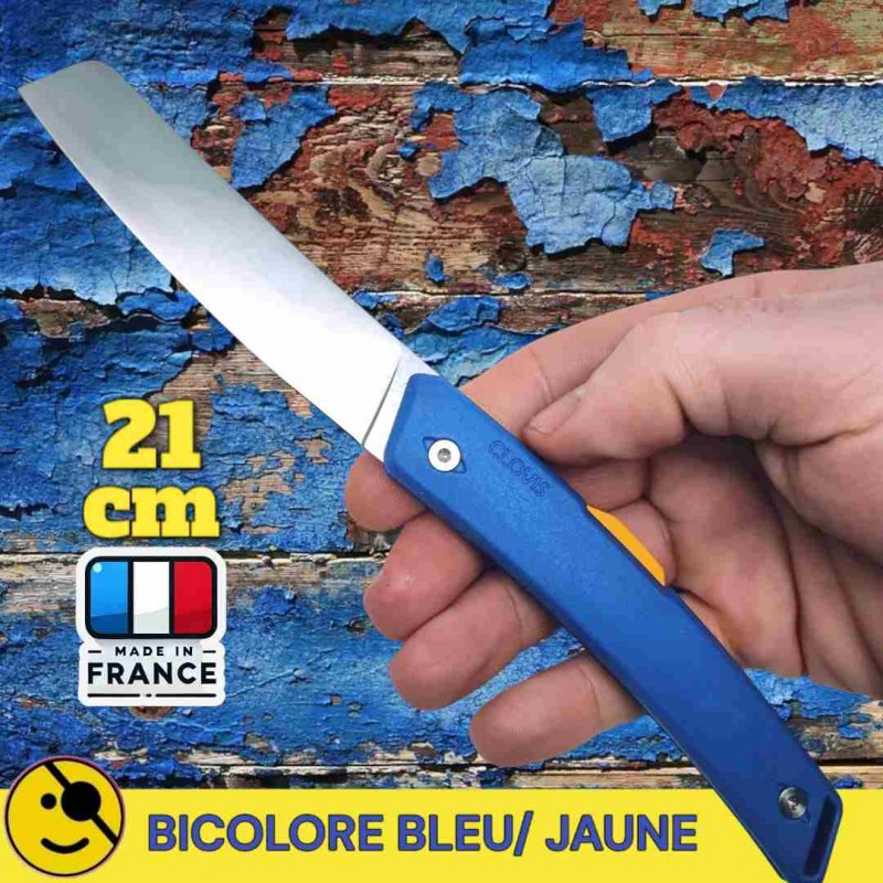 Couteau Clovis bicolore bleu jaune Florinox Couteau Clovis bicolore bleu jaune Florinox