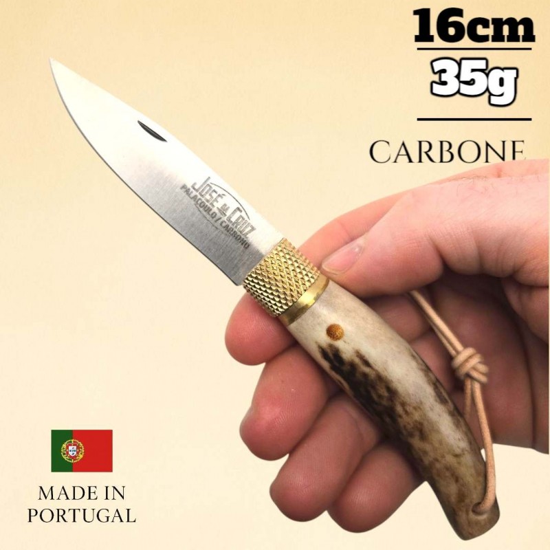 Couteau pliant José Da Cruz bois cerf carbone 16cm