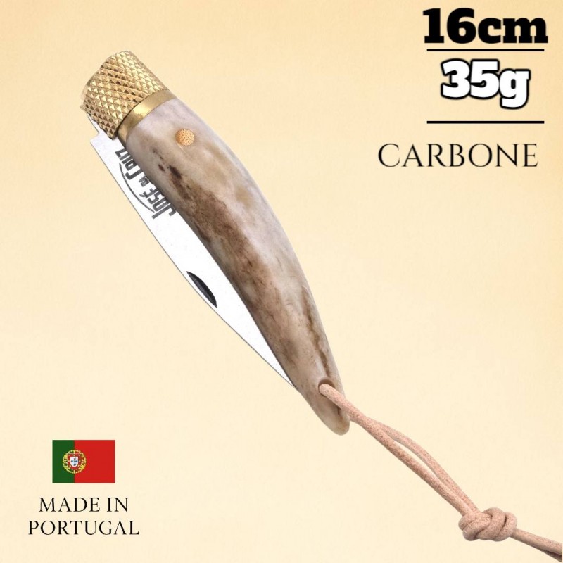 Couteau pliant José Da Cruz bois cerf carbone 16cm
