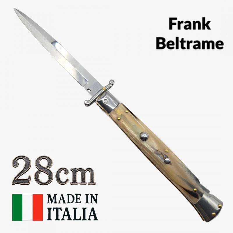 Stiletto italien Frank Beltrame 28 cm – Manche corne de bélier 2– Pompe arrière Stiletto italien Frank Beltrame 28 cm – Manche corne de bélier 2– Pompe arrière