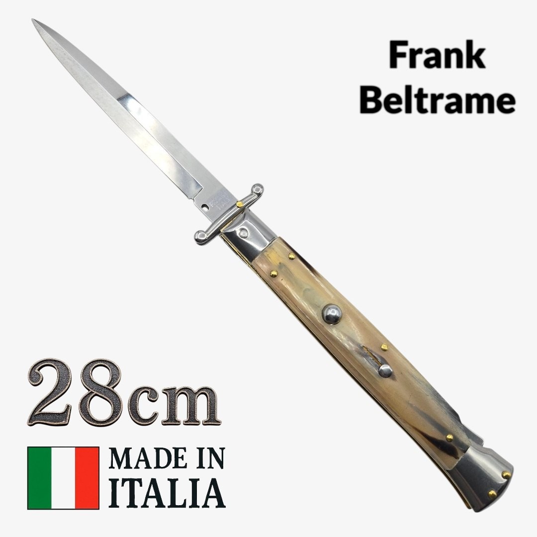 Stiletto italien Frank Beltrame 28 cm – Manche corne de bélier  2– Pompe arrière
