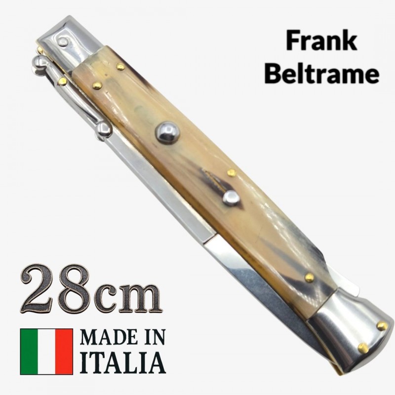 Stiletto italien Frank Beltrame 28 cm – Manche corne de bélier 2– Pompe arrière Stiletto italien Frank Beltrame 28 cm – Manche corne de bélier 2– Pompe arrière