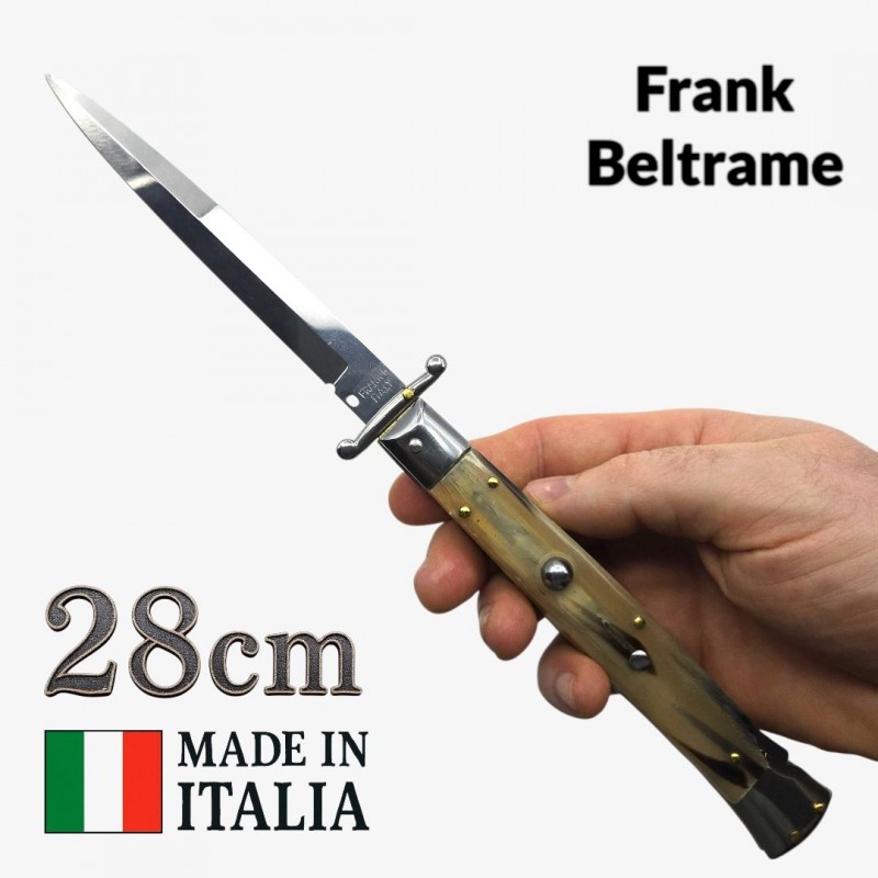 Stiletto italien Frank Beltrame 28 cm – Manche corne de bélier 2– Pompe arrière Stiletto italien Frank Beltrame 28 cm – Manche corne de bélier 2– Pompe arrière