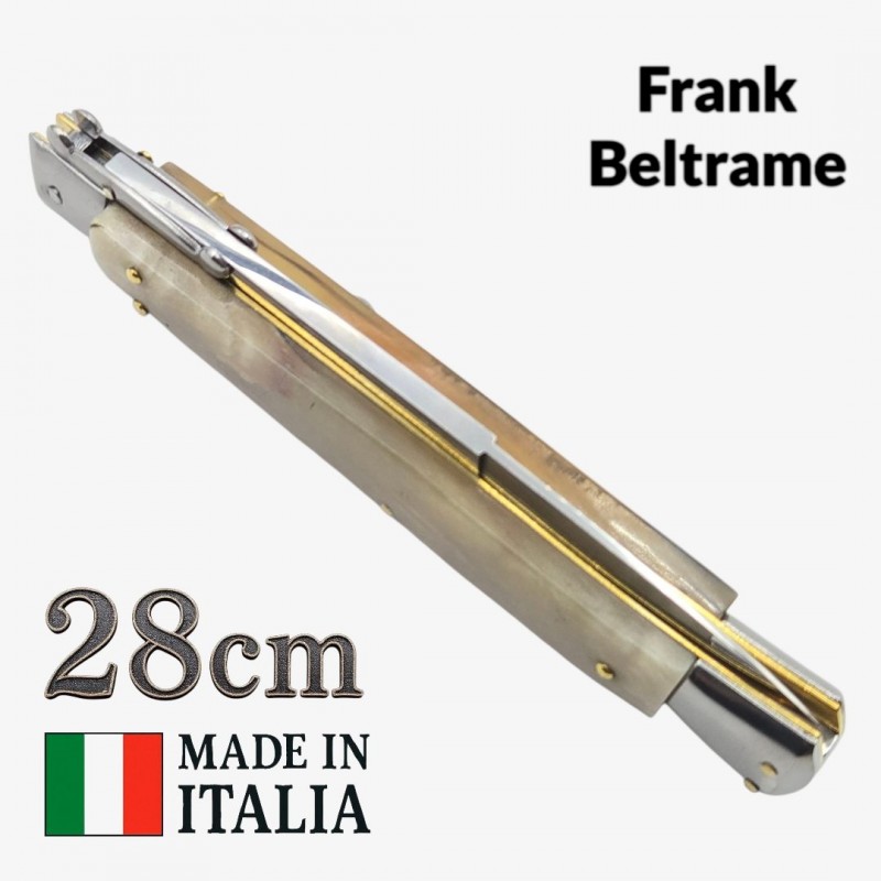 Stiletto italien Frank Beltrame 28 cm – Manche corne de bélier 2– Pompe arrière Stiletto italien Frank Beltrame 28 cm – Manche corne de bélier 2– Pompe arrière