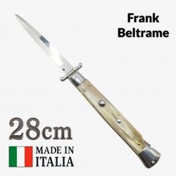 Stiletto automatique Frank Beltrame 28 cm – Corne blonde– Garde basculante – Exclusivité Mister Couteau