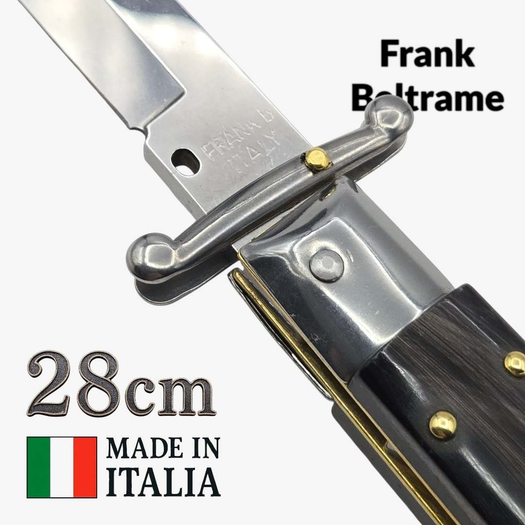 Couteau Stiletto automatique Frank Beltrame 28 cm – Corne de buffle 2– Garde basculante – Exclusivité Mister Couteau