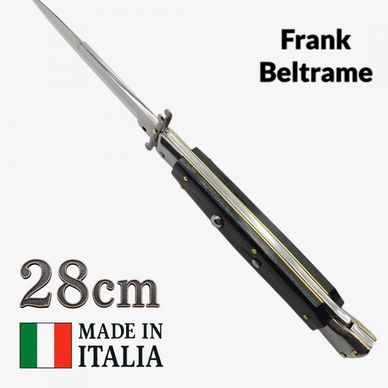 Couteau Stiletto automatique Frank Beltrame 28 cm – Corne de buffle 2– Garde basculante – Exclusivité Mister Couteau