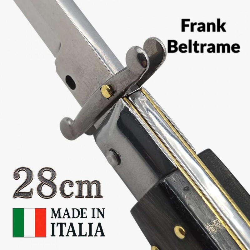Couteau Stiletto automatique Frank Beltrame 28 cm – Corne de buffle 2– Garde basculante – Exclusivité Mister Couteau