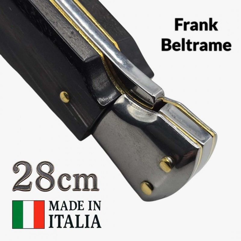 Couteau Stiletto automatique Frank Beltrame 28 cm – Corne de buffle 2– Garde basculante – Exclusivité Mister Couteau