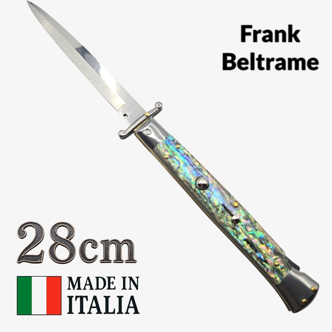 Stiletto automatique Frank Beltrame 28 cm – Abalone 2 – Garde basculante – Exclusivité Mister Couteau