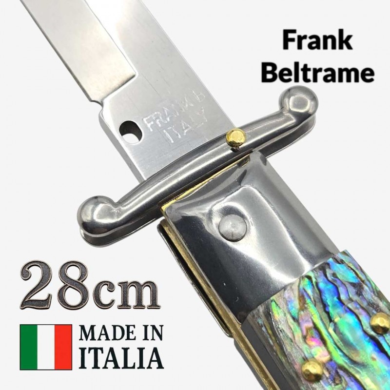 Stiletto automatique Frank Beltrame 28 cm – Abalone 2 – Garde basculante – Exclusivité Mister Couteau Stiletto automatique Frank Beltrame 28 cm – Abalone 2 – Garde basculante – Exclusivité Mister Couteau