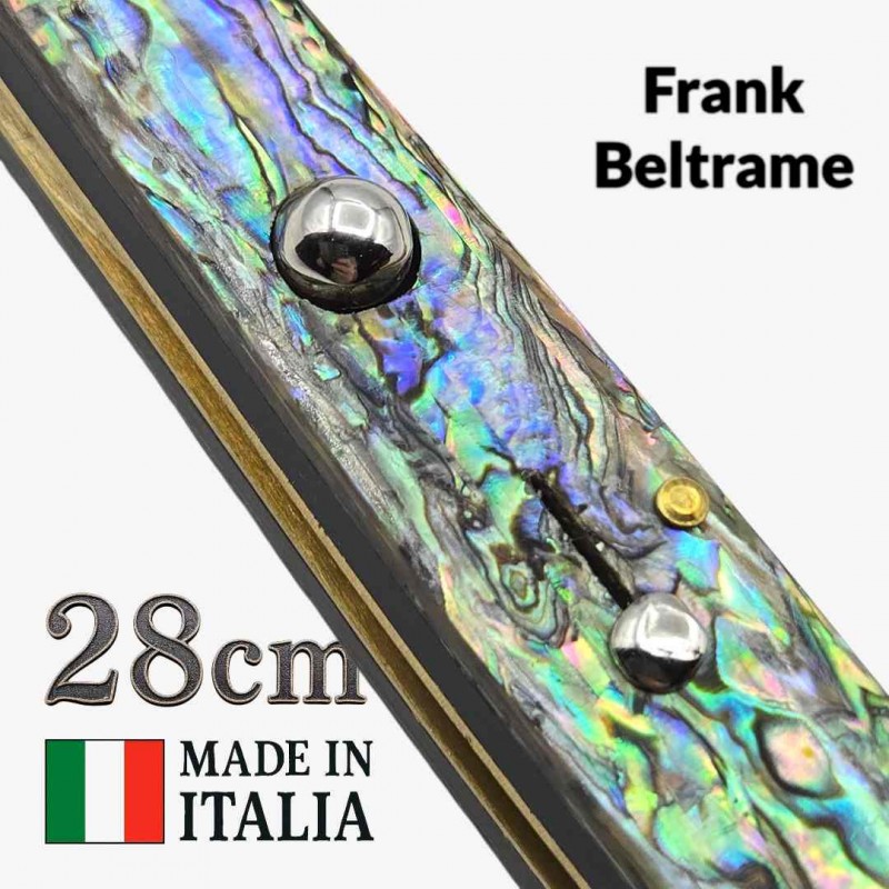 Stiletto automatique Frank Beltrame 28 cm – Abalone 2 – Garde basculante – Exclusivité Mister Couteau Stiletto automatique Frank Beltrame 28 cm – Abalone 2 – Garde basculante – Exclusivité Mister Couteau