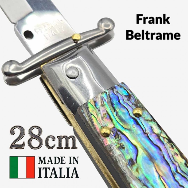 Stiletto automatique Frank Beltrame 28 cm – Abalone 2 – Garde basculante – Exclusivité Mister Couteau Stiletto automatique Frank Beltrame 28 cm – Abalone 2 – Garde basculante – Exclusivité Mister Couteau