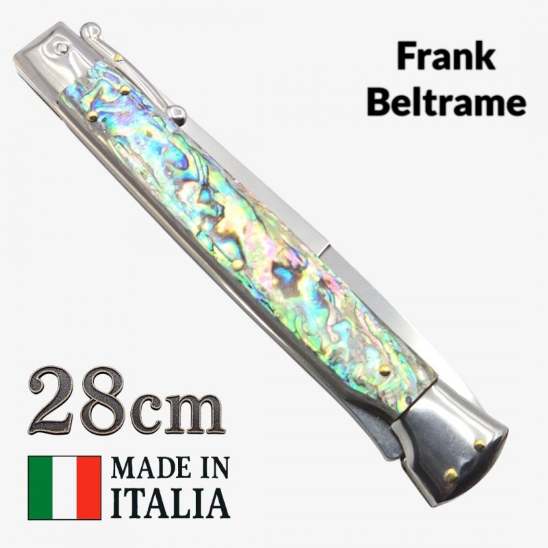 Stiletto automatique Frank Beltrame 28 cm – Abalone 2 – Garde basculante – Exclusivité Mister Couteau Stiletto automatique Frank Beltrame 28 cm – Abalone 2 – Garde basculante – Exclusivité Mister Couteau