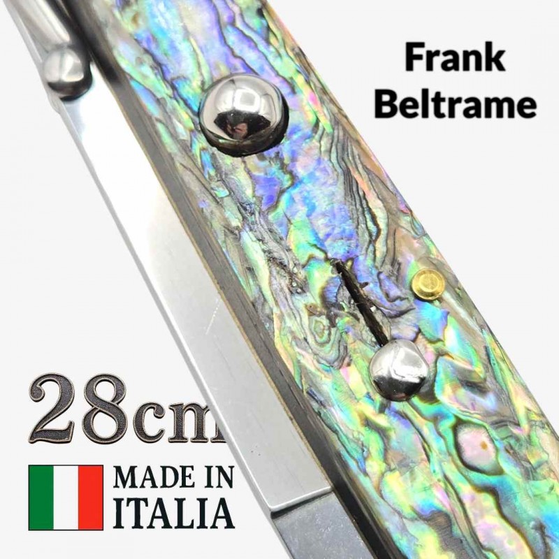 Stiletto automatique Frank Beltrame 28 cm – Abalone 2 – Garde basculante – Exclusivité Mister Couteau Stiletto automatique Frank Beltrame 28 cm – Abalone 2 – Garde basculante – Exclusivité Mister Couteau