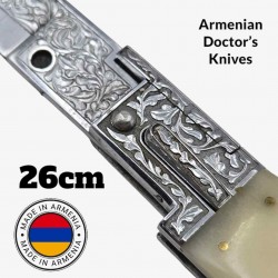 Couteau automatique switchblade custom Armenian Doctor Knife os gravé 26 cm