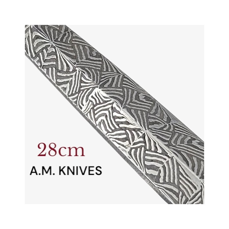 Exceptionnel couteau automatique entièrement gravé damas mosaïque AM KNIVES 28cm Exceptionnel couteau automatique entièrement gravé damas mosaïque AM KNIVES 28cm
