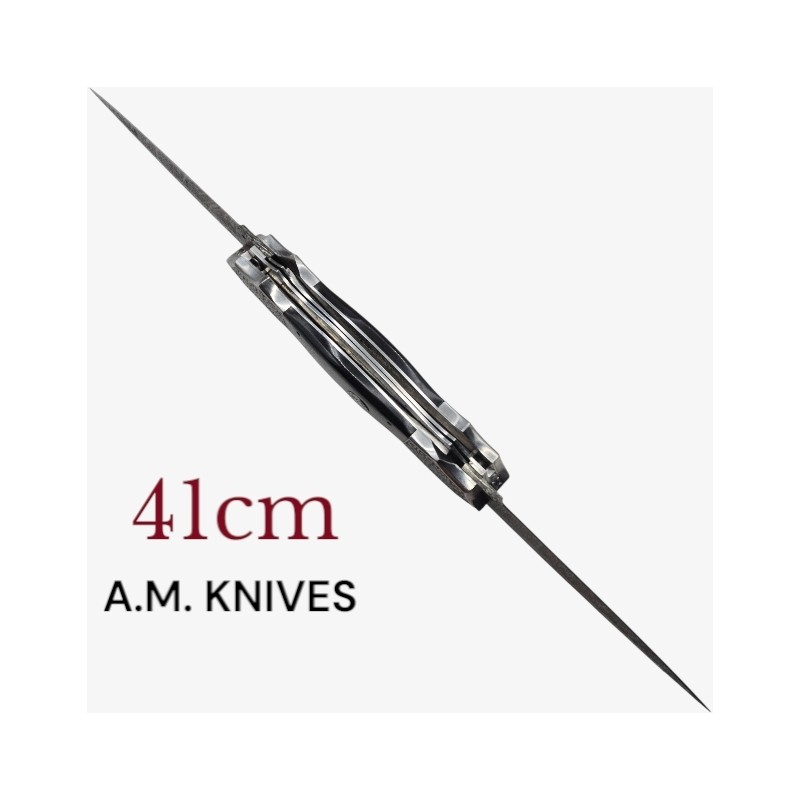 Exceptionnel couteau automatique AM KNIVES double lame damas 41cm Exceptionnel couteau automatique AM KNIVES double lame damas 41cm