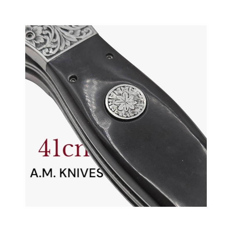 Exceptionnel couteau automatique AM KNIVES double lame damas 41cm Exceptionnel couteau automatique AM KNIVES double lame damas 41cm