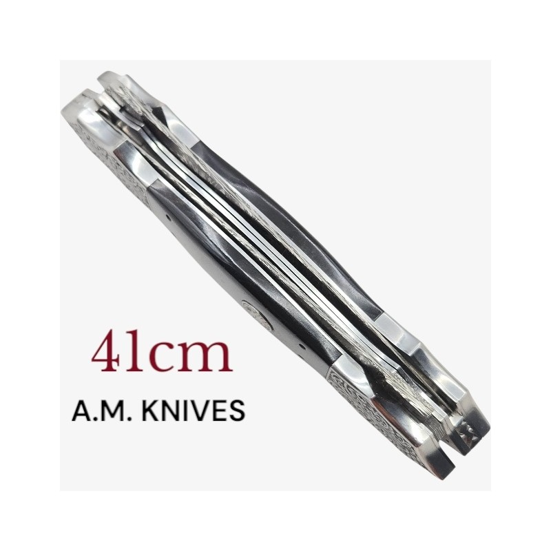 Exceptionnel couteau automatique AM KNIVES double lame damas 41cm Exceptionnel couteau automatique AM KNIVES double lame damas 41cm