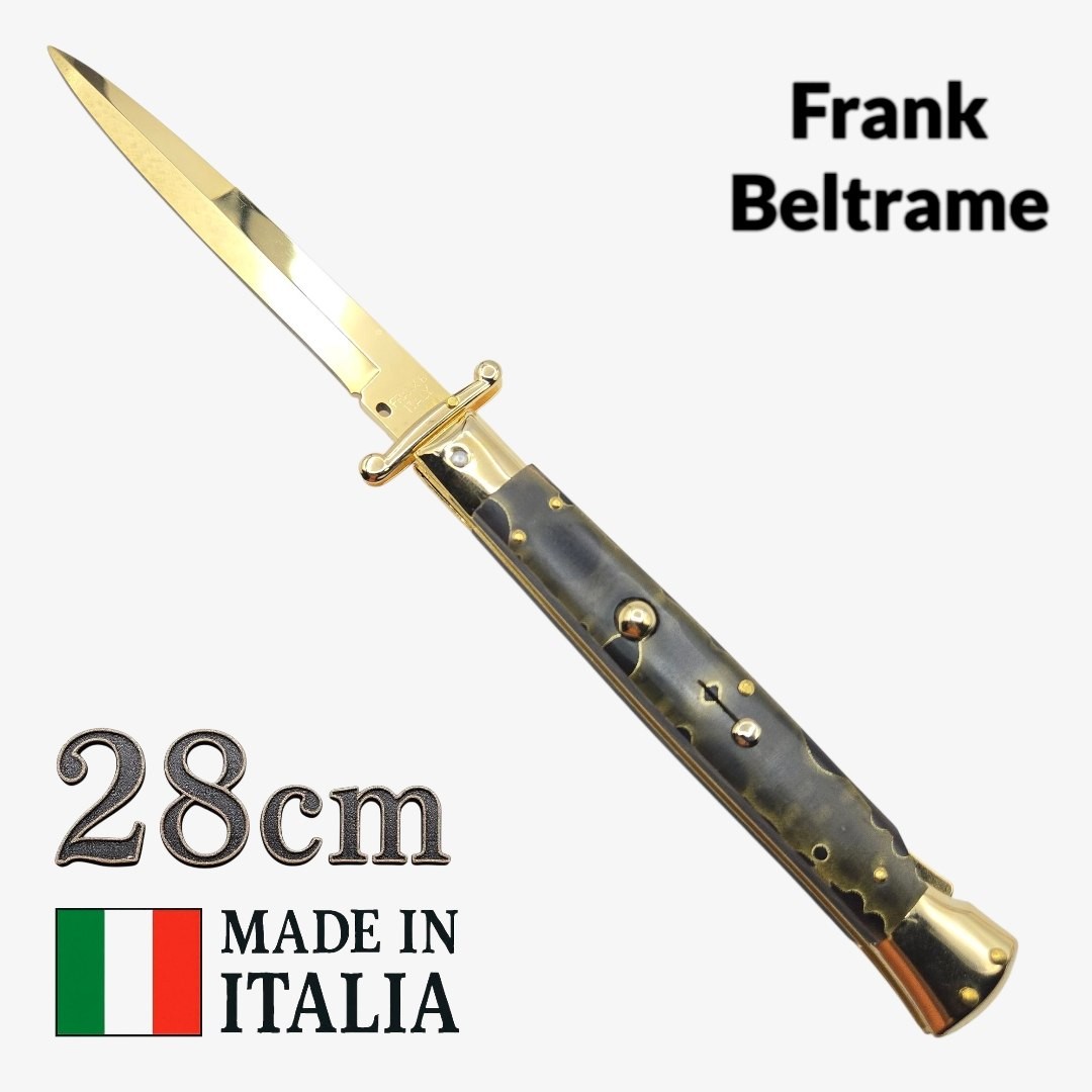 Couteau Stiletto automatique micarta gold Frank Beltrame 28 cm