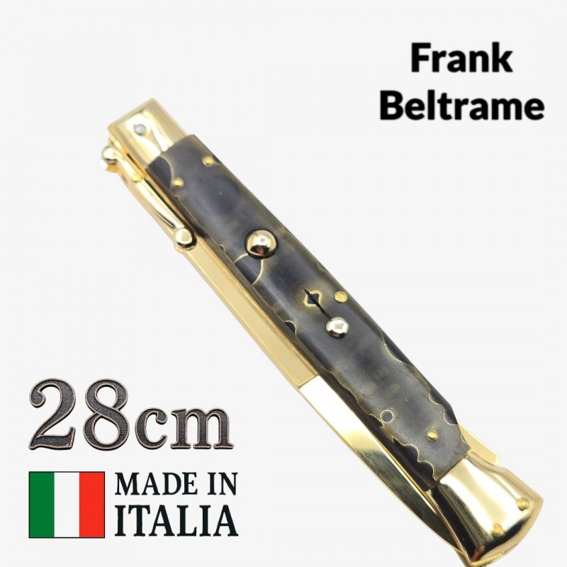 Couteau Stiletto automatique micarta gold Frank Beltrame 28 cm Couteau Stiletto automatique micarta gold Frank Beltrame 28 cm