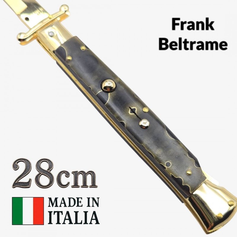 Couteau Stiletto automatique micarta gold Frank Beltrame 28 cm Couteau Stiletto automatique micarta gold Frank Beltrame 28 cm