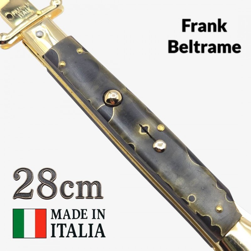 Couteau Stiletto automatique micarta gold Frank Beltrame 28 cm Couteau Stiletto automatique micarta gold Frank Beltrame 28 cm
