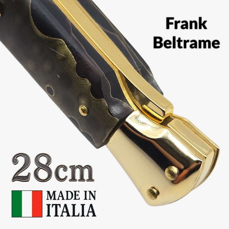 Couteau Stiletto automatique micarta gold Frank Beltrame 28 cm Couteau Stiletto automatique micarta gold Frank Beltrame 28 cm