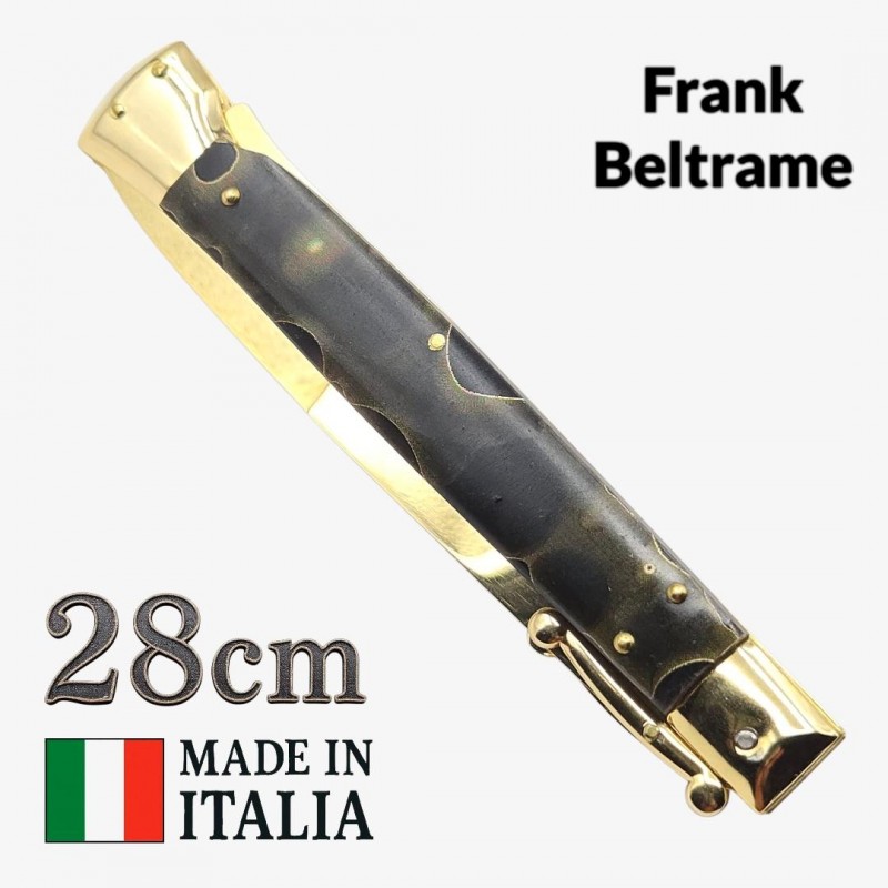 Couteau Stiletto automatique micarta gold Frank Beltrame 28 cm Couteau Stiletto automatique micarta gold Frank Beltrame 28 cm