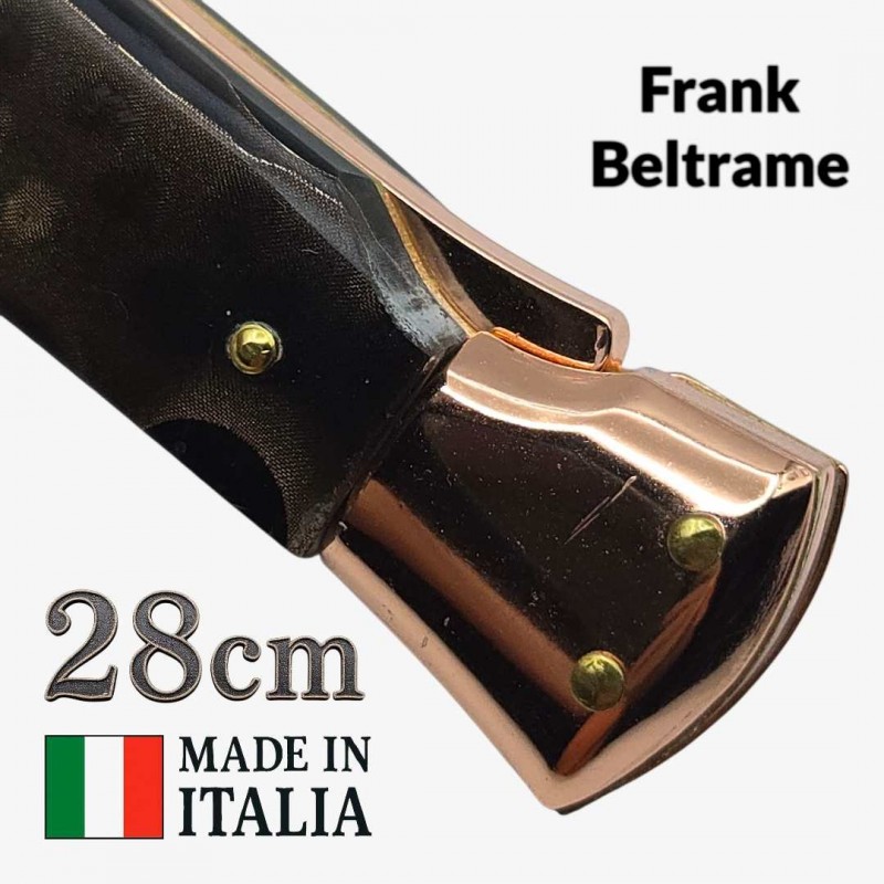 Couteau Stiletto automatique Frank Beltrame micarta cuivre 28 cm – Garde basculante Couteau Stiletto automatique Frank Beltrame micarta cuivre 28 cm – Garde basculante
