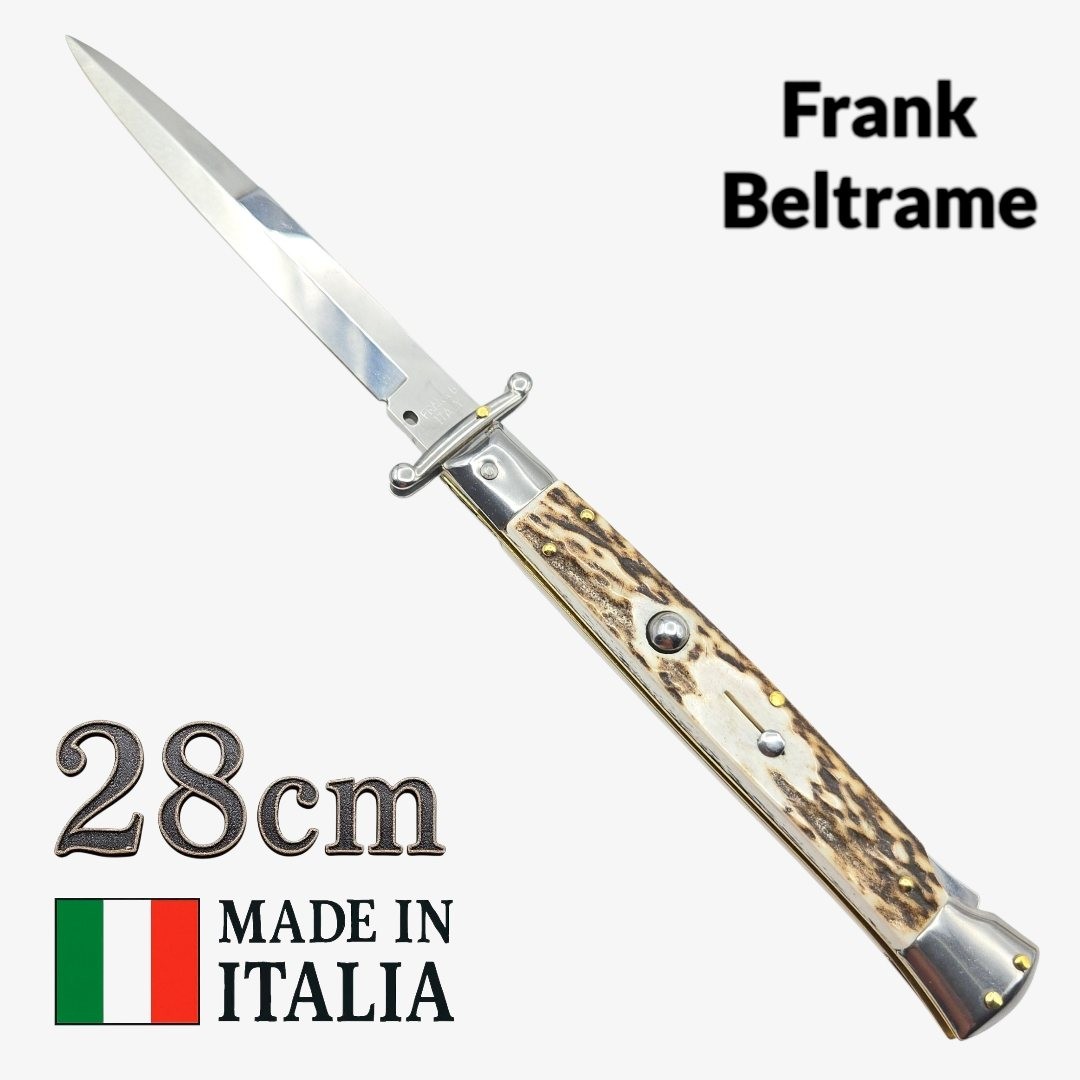 Couteau Stiletto automatique bois cerf Frank Beltrame 28 cm – Garde basculante