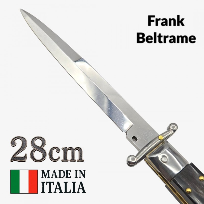 Couteau Stiletto automatique Frank Beltrame corne Brésil 28 cm swinguard Couteau Stiletto automatique Frank Beltrame corne Brésil 28 cm swinguard