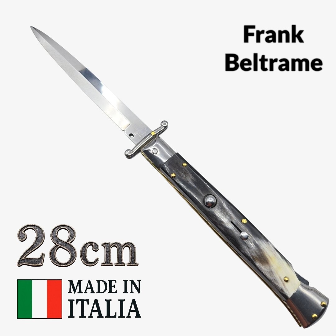 Couteau Stiletto automatique Frank Beltrame corne Brésil 28 cm swinguard