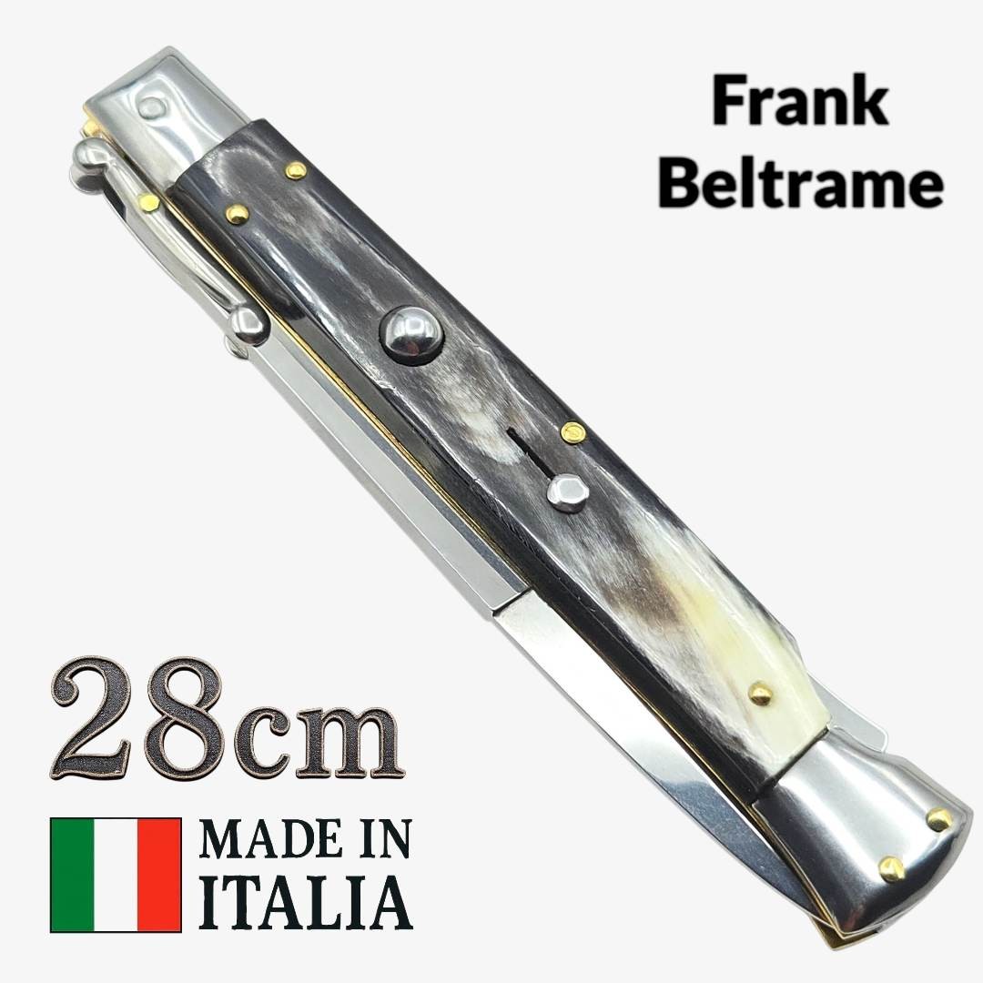 Couteau Stiletto automatique Frank Beltrame corne Brésil 28 cm swinguard
