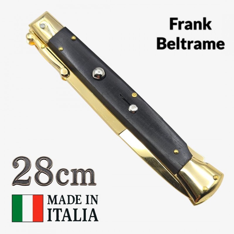 Couteau Stiletto automatique Frank Beltrame ébène gold 28cm Couteau Stiletto automatique Frank Beltrame ébène gold 28cm