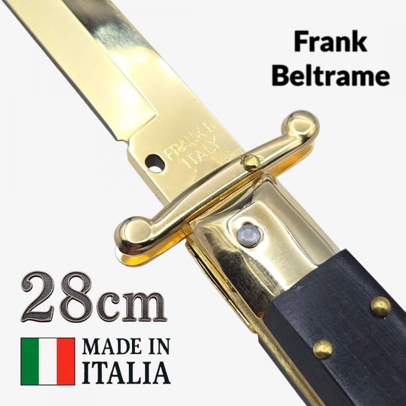 Couteau Stiletto automatique Frank Beltrame ébène gold 28cm Couteau Stiletto automatique Frank Beltrame ébène gold 28cm