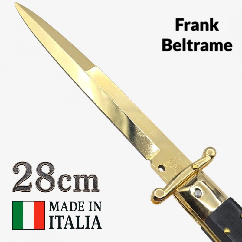 Couteau Stiletto automatique Frank Beltrame ébène gold 28cm Couteau Stiletto automatique Frank Beltrame ébène gold 28cm