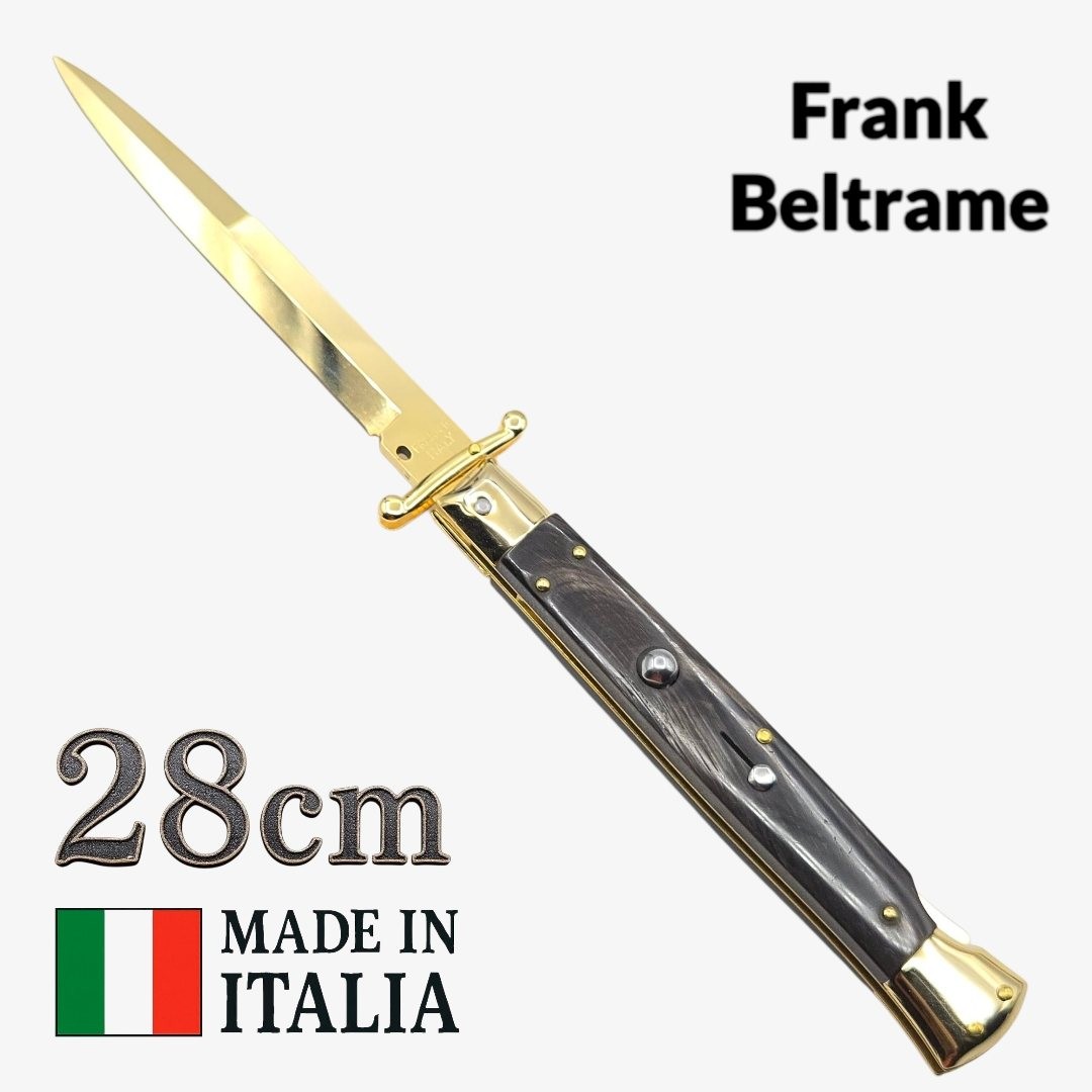 Couteau Stiletto automatique Frank Beltrame buffle gold 28 cm