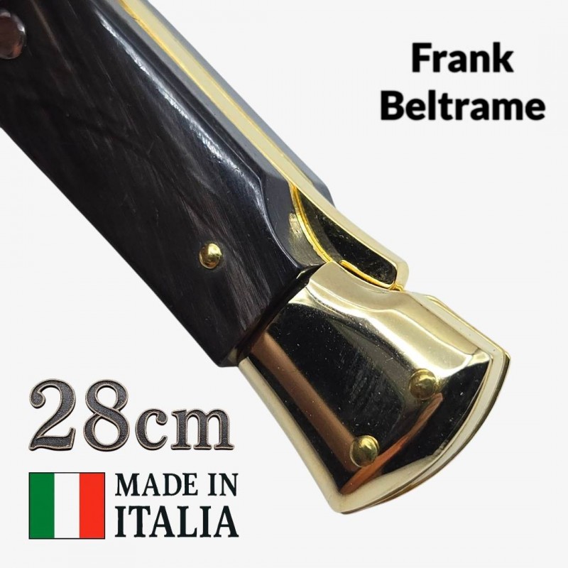 Couteau Stiletto automatique Frank Beltrame buffle gold 28 cm Couteau Stiletto automatique Frank Beltrame buffle gold 28 cm