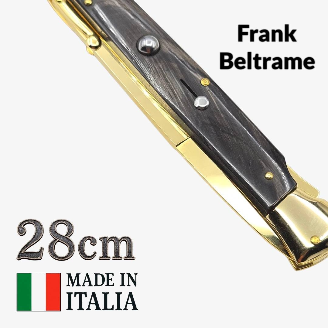Couteau Stiletto automatique Frank Beltrame buffle gold 28 cm