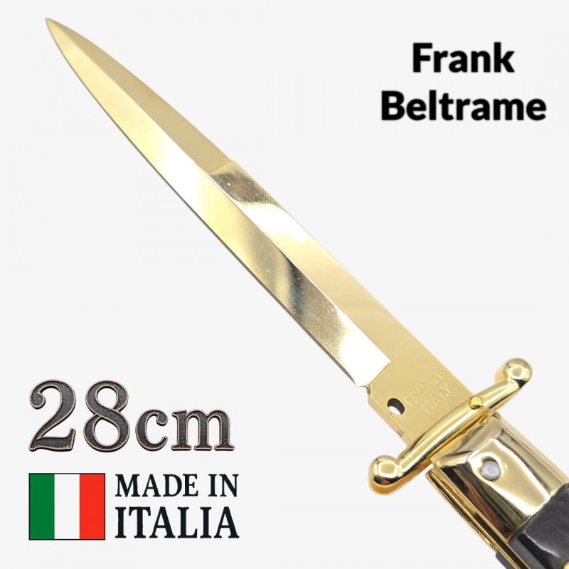 Couteau Stiletto automatique Frank Beltrame buffle gold 28 cm Couteau Stiletto automatique Frank Beltrame buffle gold 28 cm