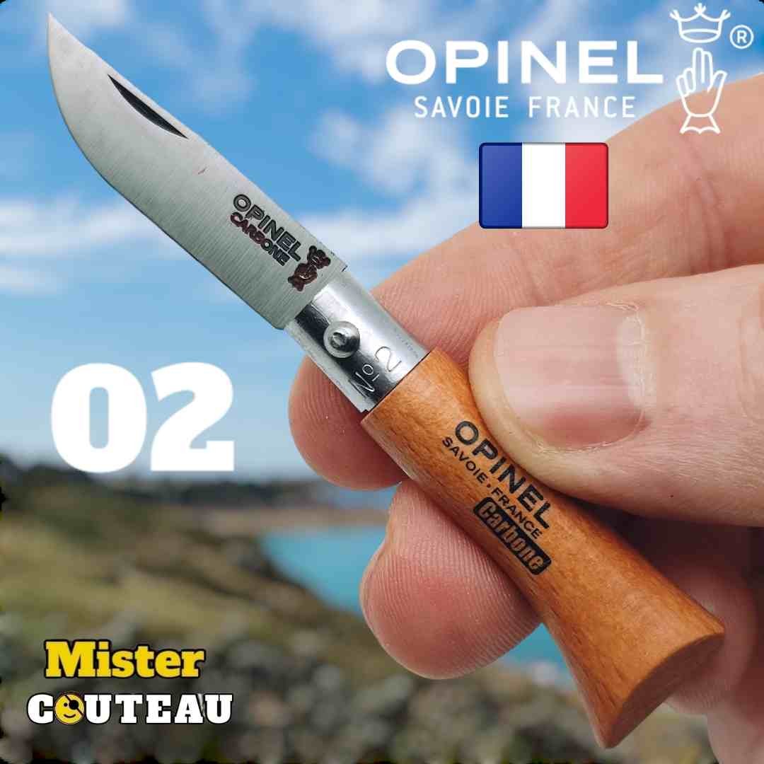 Couteau OPINEL 02 manche hetre lame carbone 8cm