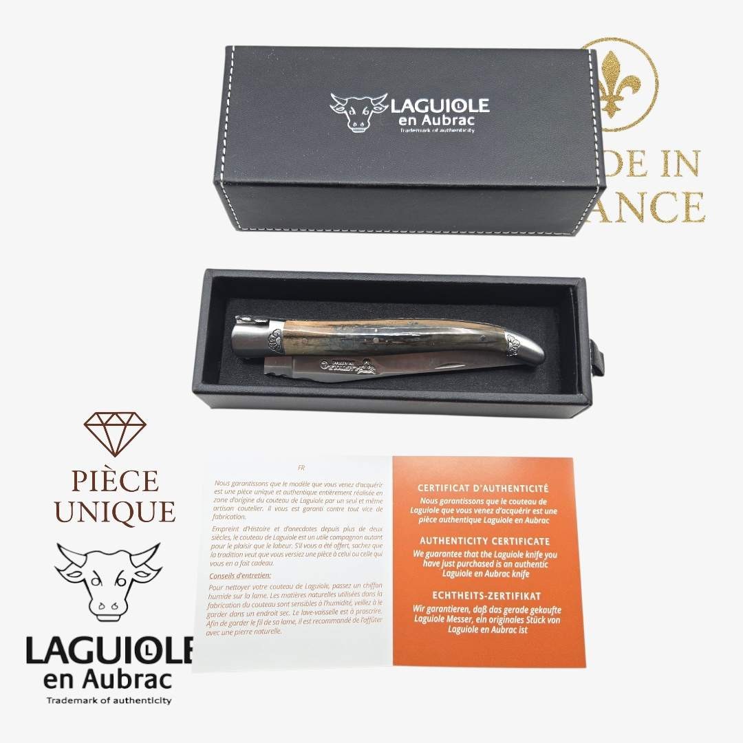 Couteau Laguiole en Aubrac croute ivoire  mammouth pièce unique