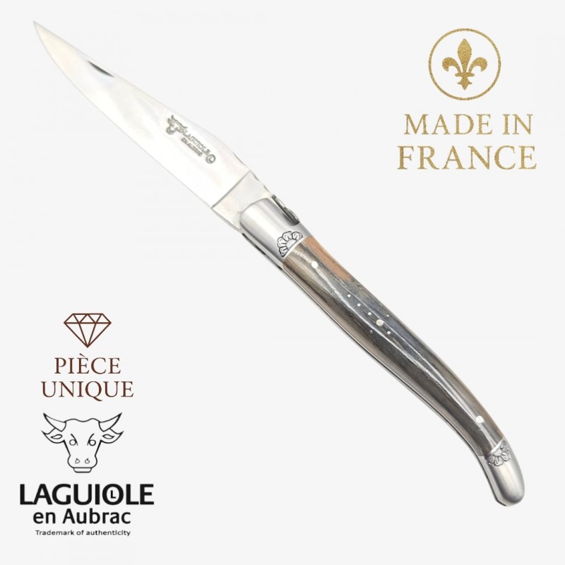 Couteau Laguiole en Aubrac croute ivoire  mammouth pièce unique