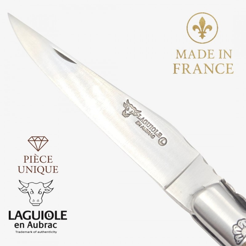 Couteau Laguiole en Aubrac croute ivoire  mammouth pièce unique