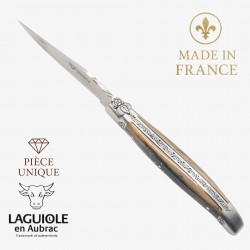Couteau Laguiole en Aubrac croute ivoire  mammouth pièce unique