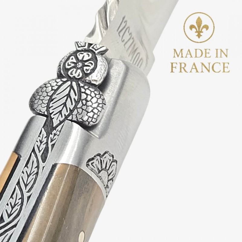 Couteau Laguiole en Aubrac croute ivoire  mammouth pièce unique