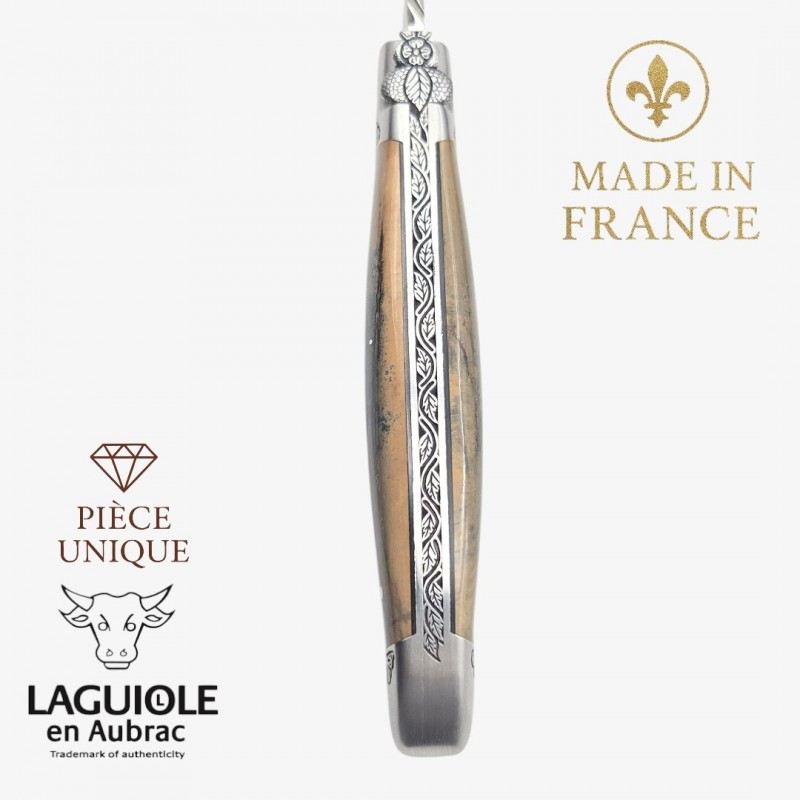 Couteau Laguiole en Aubrac croute ivoire  mammouth pièce unique